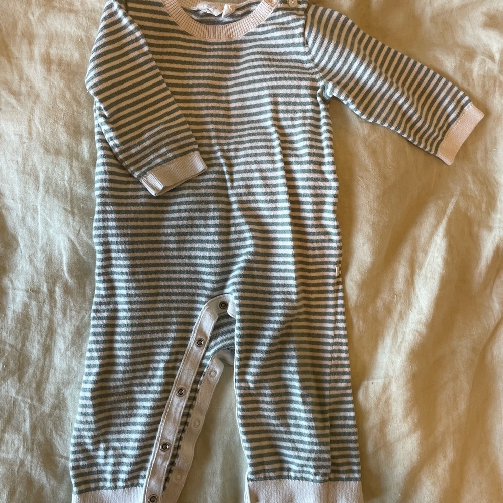 Striped Green and White Kids One Piece